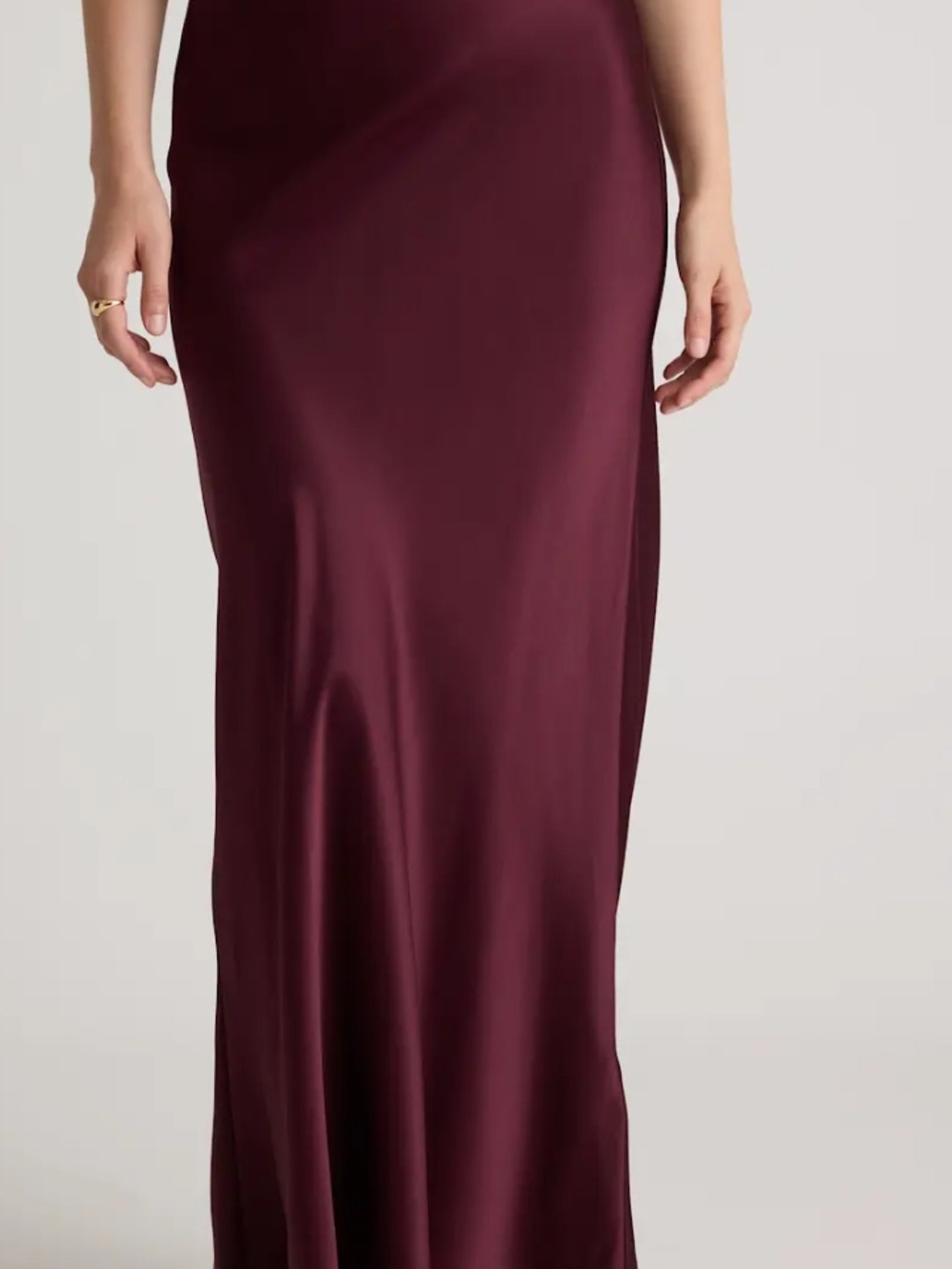 Sleek Midi Slip Skirt - Burgundy, Size Large, NWT
